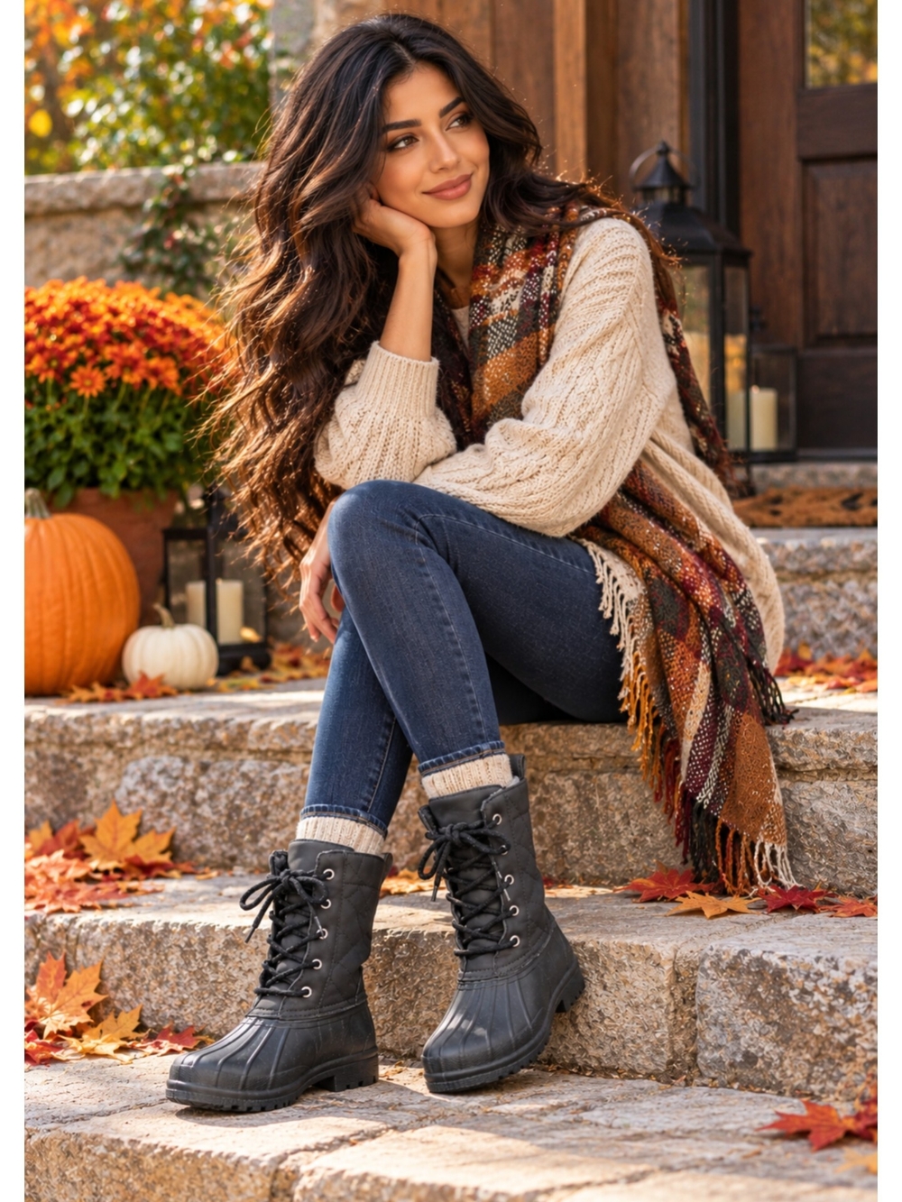Sperry Grey Lace-Up Winter Rain Boots